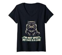 Women's Grumpy Maine Coon Cat | RBF Face Meme | Mad Kitten Mood Vibe V-Neck T-Shirt