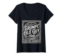 Women's Grumpy Old Guy Club Lifetime Member Apparel for Adults V-Neck T-Shirt