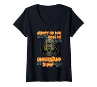Womens Grumpy Old Man, Before You Judge Me V-Neck T-Shirt