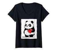 Women's Grumpy Panda Bruh Men Women Teens Kids Funny St. Valentine's V-Neck T-Shirt