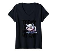 Womens Grumpy Panda Mood V-Neck T-Shirt