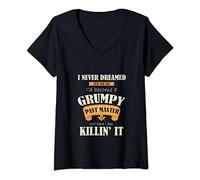 Womens Grumpy Past Master - Masonic Gift / Gift For Freemasons V-Neck T-Shirt