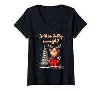 Womens Grumpy Reindeer Holiday Apparel Reluctant Christmas Spirit V-Neck T-Shirt