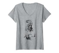 Women's Grumpy Rooster with Coffee Funny Early Bird Farmer V-Neck T-Shirt