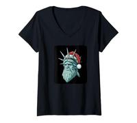 Women's Grumpy Santa Claus in Liberty Statue Style Costume V-Neck T-Shirt