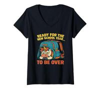 Womens Grumpy Unicorn Back to School Funny New School Year V-Neck T-Shirt