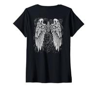 Women's Grunge Wings Angel On Back y2k 2000s Goth Vintage Harajuku V-Neck T-Shirt