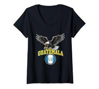 Women's Guatemala Eagle National Flag Circular Emblem V-Neck T-Shirt