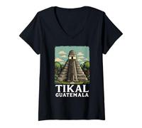 Womens Guatemala Tikal Chapin Atitlan Maya Retro Guate Quetzal 502 V-Neck T-Shirt