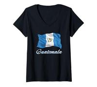 Womens Guatemalan Flag Patriotic Men Women Kids Guatemala V-Neck T-Shirt