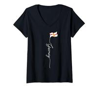 Womens Guernsey Flag, Guernsey Island, Guernsey Patriotic Flag V-Neck T-Shirt