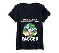 Womens Guess I Zigged When I Should Have Zagged Broken Bone Leg V-Neck T-Shirt