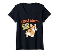 Womens Guess What Corgi Butt Corgi Owner Dog Trainer Cute Corgi V-Neck T-Shirt