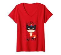 Womens Guess What?cute fox graphics T-Shirt girls V-Neck T-Shirt