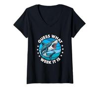 Women's Guess What Week It is - Shark Lover Ocean Marine Biology V-Neck T-Shirt