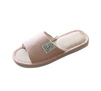 Women's Guest Slippers Hotel Slippers Outdoor/Indoor Cotton Shoes Slippers Washable Spa Slippers Open Toe Flip Flop Comfortable Slippers Bath Slippers for Men and Women, pink, 6/7 UK