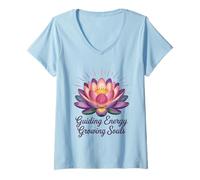 Womens Guiding Energy Growing Souls Spiritual Lotus Reiki Healer V-Neck T-Shirt