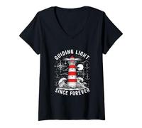 Womens Guiding Light Since Forever Lighthouse Coastal Lover V-Neck T-Shirt