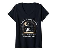 Womens Guiding Me Among The Stars Telescope Astronomy Fathers Day V-Neck T-Shirt
