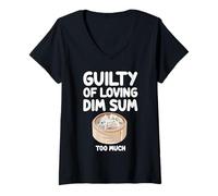 Womens Guilty of Loving Dim Sum Too Much Chinese Cantonese Cuisine V-Neck T-Shirt