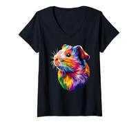 Womens Guinea Pig Rodents Capybara Cute Domestic Guinea Pigs V-Neck T-Shirt