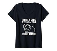 Women's Guinea Pigs Make Me Happy You Not So Much Funny Guinea Pig V-Neck T-Shirt