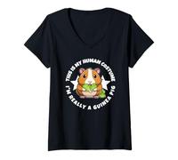Women's Guinea Pigs This is My Human Costume I'm Really A Guinea Pig V-Neck T-Shirt