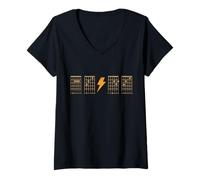 Women's Guitar Chord ACD Classic Rock n Roll V-Neck T-Shirt