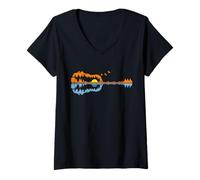 Womens Guitar Lake Shadow Country Music Guitarist Musician Teacher V-Neck T-Shirt
