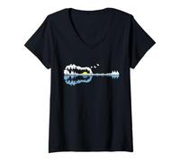 Womens Guitar Lake Shadow Country Music Guitarist Musician Teacher V-Neck T-Shirt