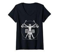 Women's Guitar Marching Band DA Vinci Guitarist Vintage V-Neck T-Shirt