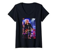 Women's Guitarist Brian May Queen & Adam Lambert By Dick Barnatt V-Neck T-Shirt