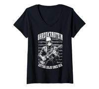 Womens Guitarist Frankenstein Shredkenstein Electric Guitar Music V-Neck T-Shirt