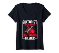 Womens Guitarist Special Edition Destroying Silence V-Neck T-Shirt