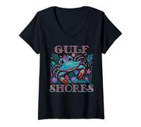 Womens GULF SHORES ALABAMA BLUE CRAB SUMMER BEACH VACATION GIFTS V-Neck T-Shirt