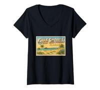 Womens Gulf Shores Alabama Vintage Travel Souvenir Post Art Graphic V-Neck T-Shirt
