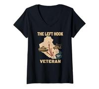 Women's Gulf War Veterans Day M1 Abrams AH-64 Apache The Left Hook V-Neck T-Shirt