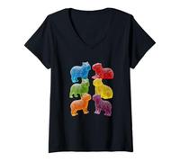 Women's Gummy Capybaras - Colored Sweet Candy Cute Capybara Snack V-Neck T-Shirt