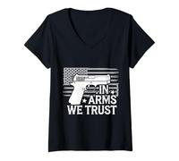 Women's Gun in Arms We Trust V-Neck T-Shirt