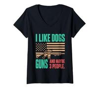 Women's Guns Dogs Lover Hunting Shooting Design V-Neck T-Shirt