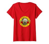 Women's Guns 'n' Roses Bullet Logo by Rock Off V-Neck T-Shirt, Red, XX-Large