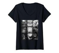 Womens Gustave Dore Famous Illustrations Retro Vintage Classic Art V-Neck T-Shirt