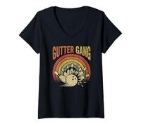 Women's Gutter Gang Bowling Team Bowler Sports Player V-Neck T-Shirt