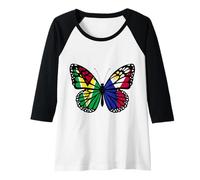 Womens Guyana and Philippines Mix Butterfly Half Guyanese Filipina Raglan Baseball Tee