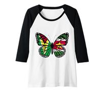 Womens Guyana and Suriname Mix Butterfly Half Guyanese Surinamese Raglan Baseball Tee