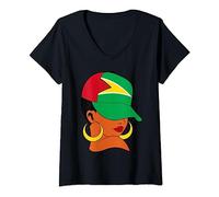 Womens Guyana Flag Clothing For Women Guyanese Tee Guyana Flag V-Neck T-Shirt