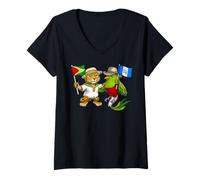Women's Guyana Guatemala Flag Guyanese Roots Guatemalan Heritage V-Neck T-Shirt