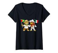 Women's Guyana Mexico Flag Guyanese Roots Mexican Heritage V-Neck T-Shirt