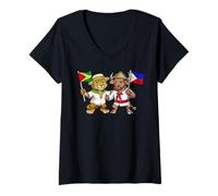Women's Guyana Philippines Flag Guyanese Roots Filipino Heritage V-Neck T-Shirt