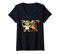 Women's Guyana Venezuela Flag Guyanese Roots Venezuelan Heritage V-Neck T-Shirt